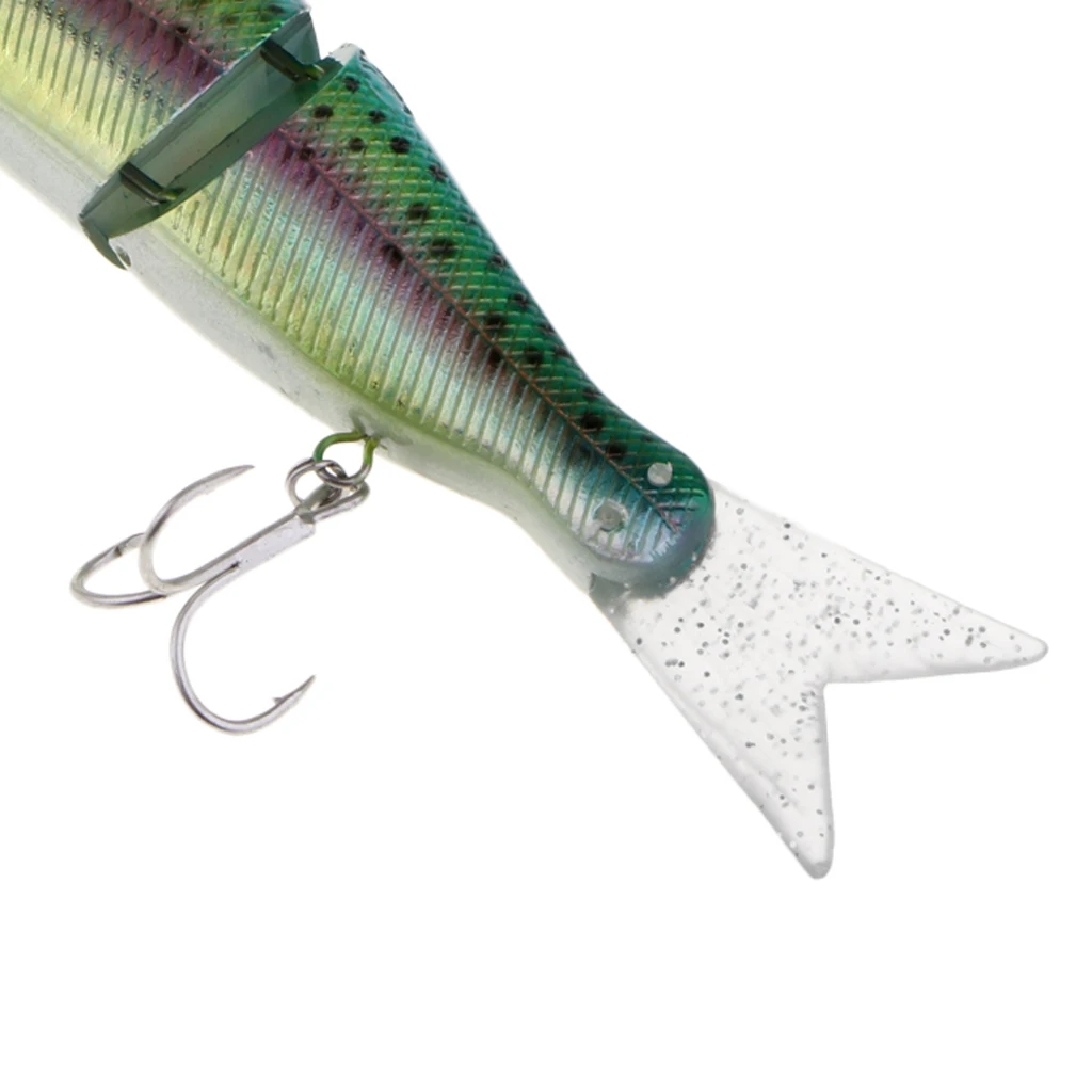 Artificial Bait Fishing 2-Section Multi Jointed Fishing Lures Swimbait with 2 Treble Hooks Minnow Crankbait Artficial Soft Bait