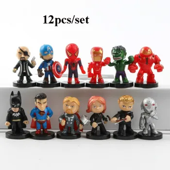 

Hot PVC Action Figures Spiderman Figurines Kids Toys 12pcs/set Captain America Superman Children Model Toy Miniatures