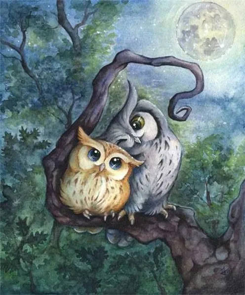 Meian Animal owl lover Diamond Embroidery 5D DIY Diamond Painting Cross Stitch Picture Full Round Diamond Mosaic Home Decor