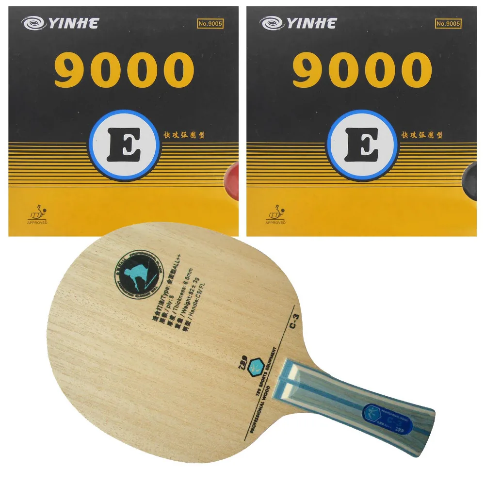

Pro Table Tennis Combo Paddle / Racket: RITC729 C-3 Blade with 2x Galaxy YINHE 9000E Rubbers Shakehand long handle FL