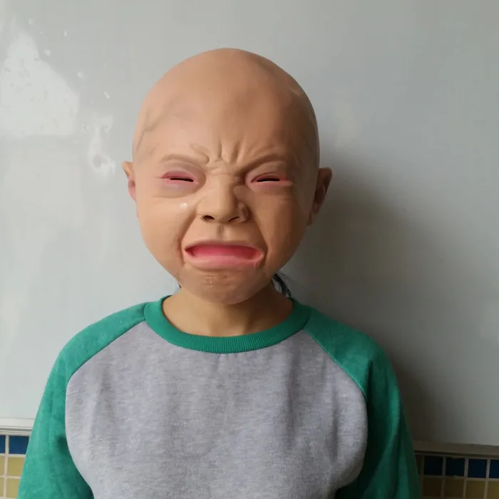 Party Cosplay Latex Crying weeping Crying baby full face mask halloween
