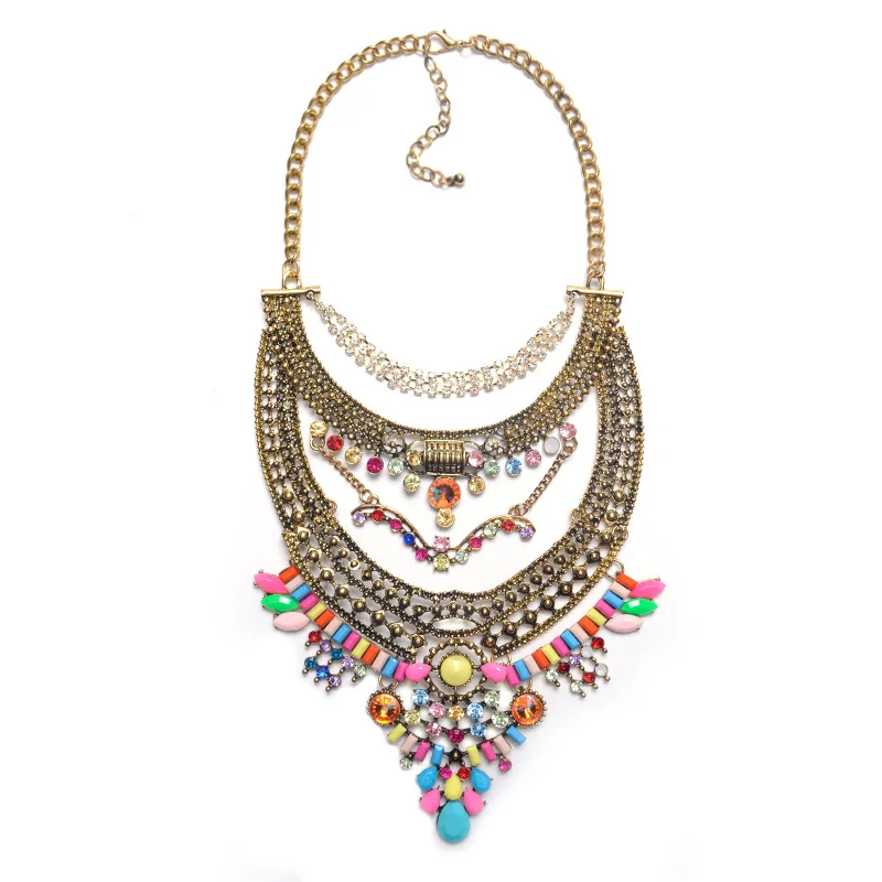 

Fashion Necklaces Pendant WomenCrystal Choker Jewelry Collares Collier Femme Bib Boho Vintage Statement Chunky