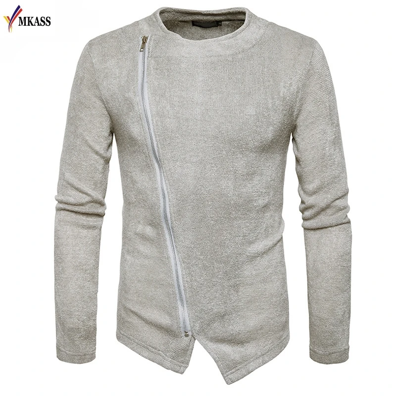 2017 Hot  Autumn Men Sweater O-neck 100% Cotton Casual Knitted mens cardigan sweater Oblique zipper button Fashion S-2XL