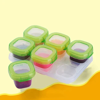 

New 1Set Baby Block Set Baby Food Containers Sprout Cups Reusable Stackable Storage Cups with Tray