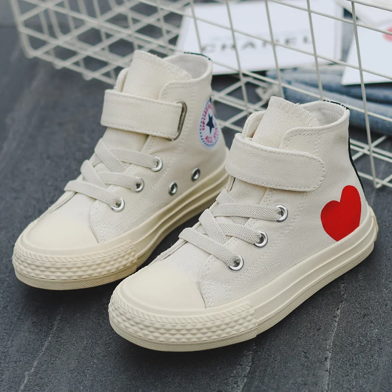 Г. Весенне-осенняя парусиновая обувь для маленьких девочек детские кроссовки для девочек и мальчиков, белые, красные, с сердечками, на шнуровке, парусиновые ботинки, 25-38