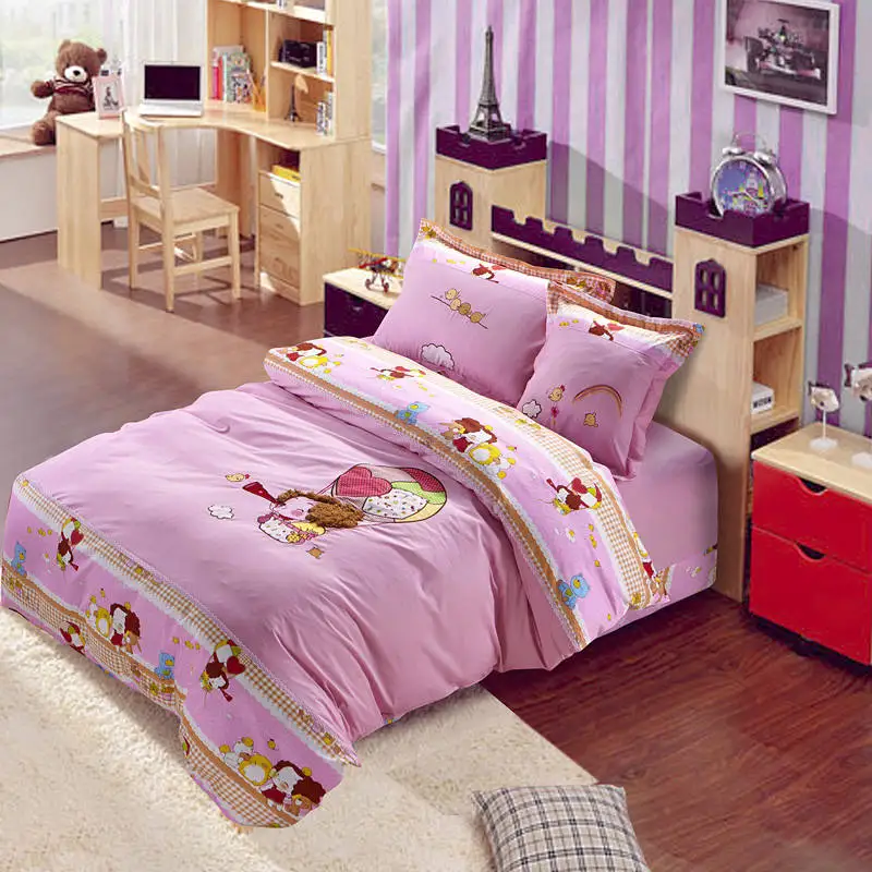 

Cartoon Bears Birds Balloon Girls Applique Embroidered Bedding Set Twin Full Queen Size Duvet Cover Bedclothes Cotton Woven Baby