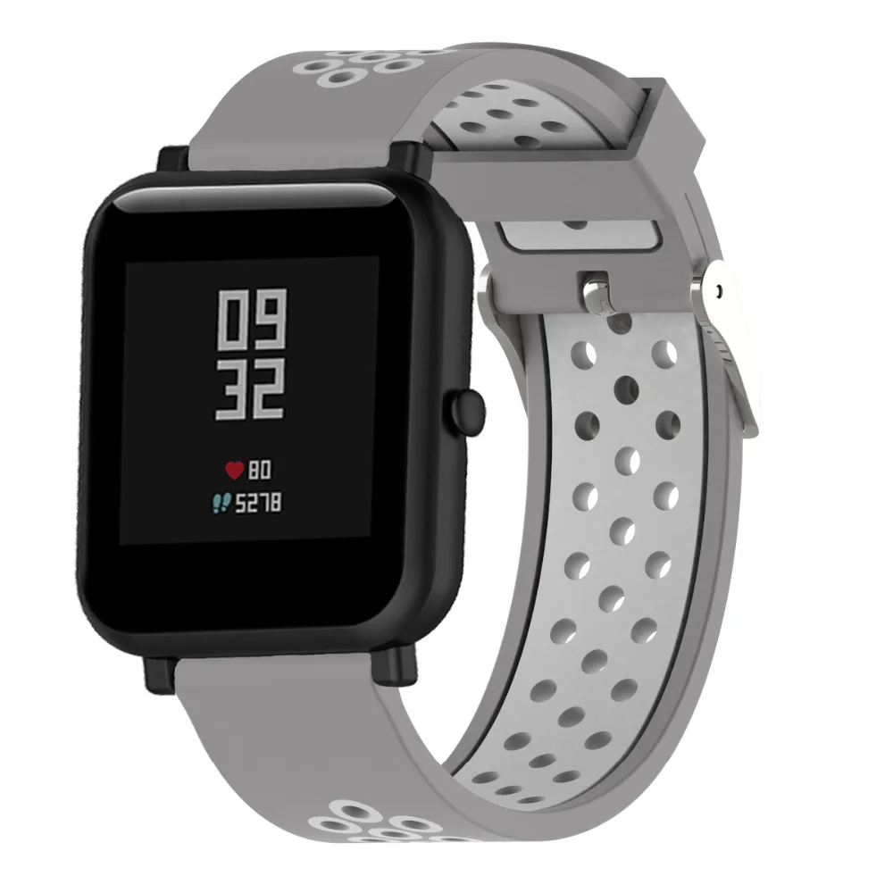 Ремешок силиконовый для Xiaomi Huami Amazfit Bip Bit Youth сменный двухцветный браслет 20