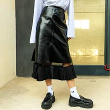 Jasmine Street Темный мозаичный гофрированный с сеткой средней длины юбка Bf локомотив ветреные и яркие кожаные сексуальные юбки