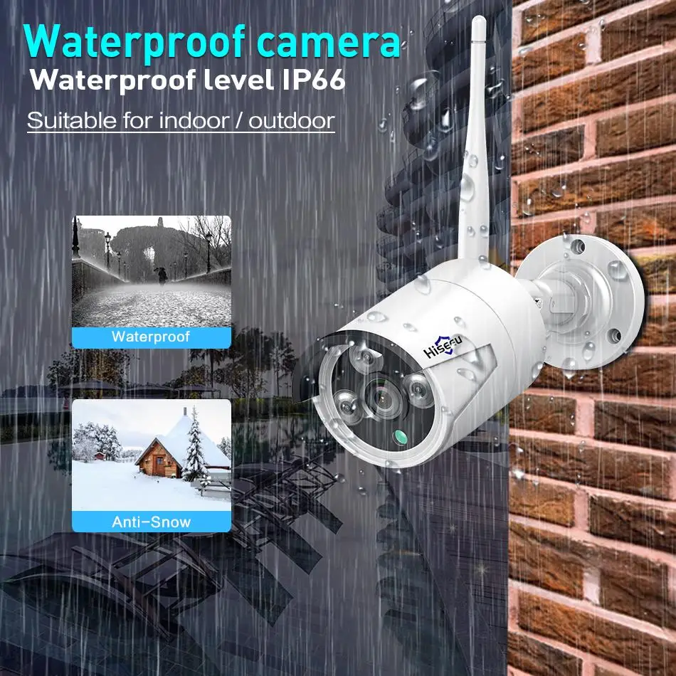 Hiseeu 4CH 1080P Wireless CCTV Camera System Wifi 2pcs 2MP Metal Waterproof IP Camera Outdoor Secur