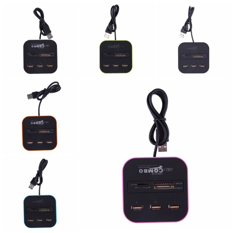 Универсальный usb-хаб с 3 портами, многоразветвитель, комбинированный для ПК, ноутбука, Поддержка Micro TF, SD, M2, MS, SDHC, MMC, usb-хаб 2,0