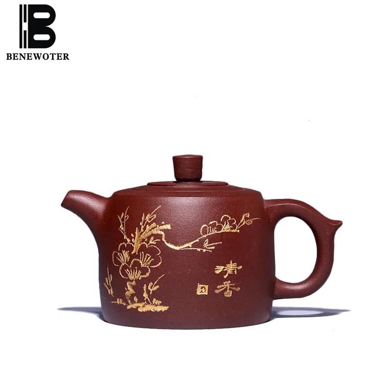 280cc Yixing нарисованный вручную цветок чайник с узором чайная церемония чайная посуда натуральная НЕОБРАБОТАННАЯ руда Zi Mud черный чай, пуэр чайник подарки на день рождения