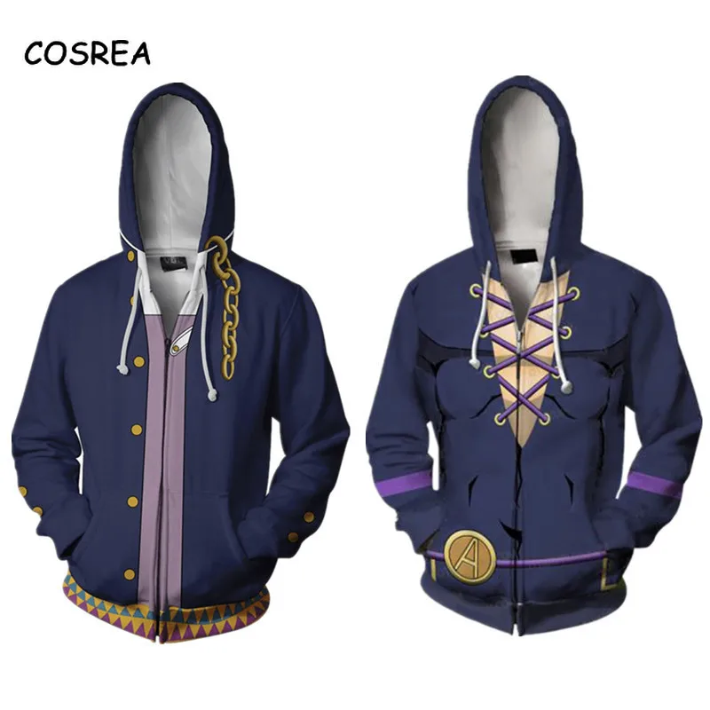 Jojo одежда Jojo невероятное приключение свитер с капюшоном Кира Yoshikage Косплэй костюм, пальто на молнии, спортивный костюм для мальчиков