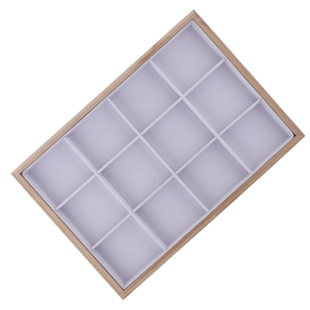 MagiDeal White PU Leather Interior Showcase Display Box Jewelry Storage Multi-purpose 35x24x3cm