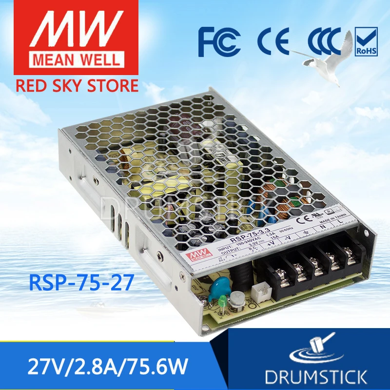 Meanwell RSP-75-27 27 в 2.8A meanwell RSP-75 27 в 75,6 Вт Один выход с PFC Функция питания