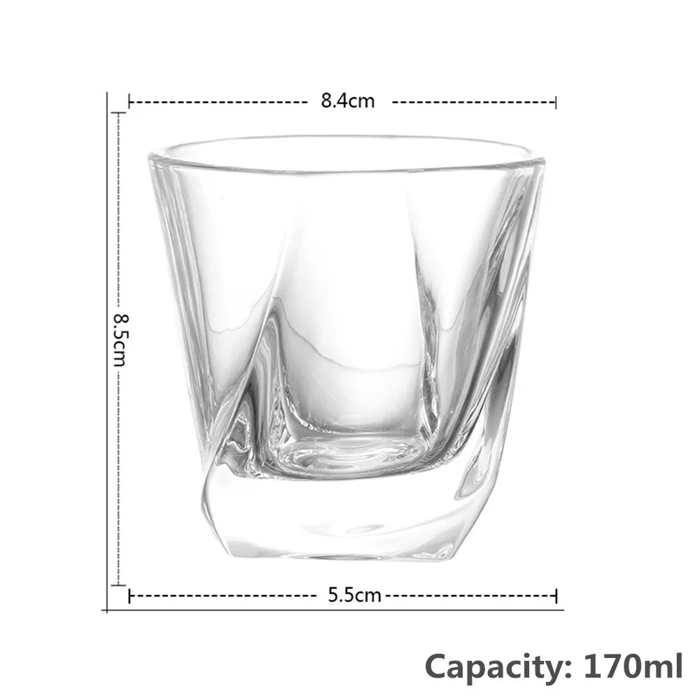 Twisty виски стекло ультра прозрачное утолщенное стекло чашки Вино Пиво Виски Посуда для дома, кухни, бара вечерние свадебные стеклянные чашки 170 мл