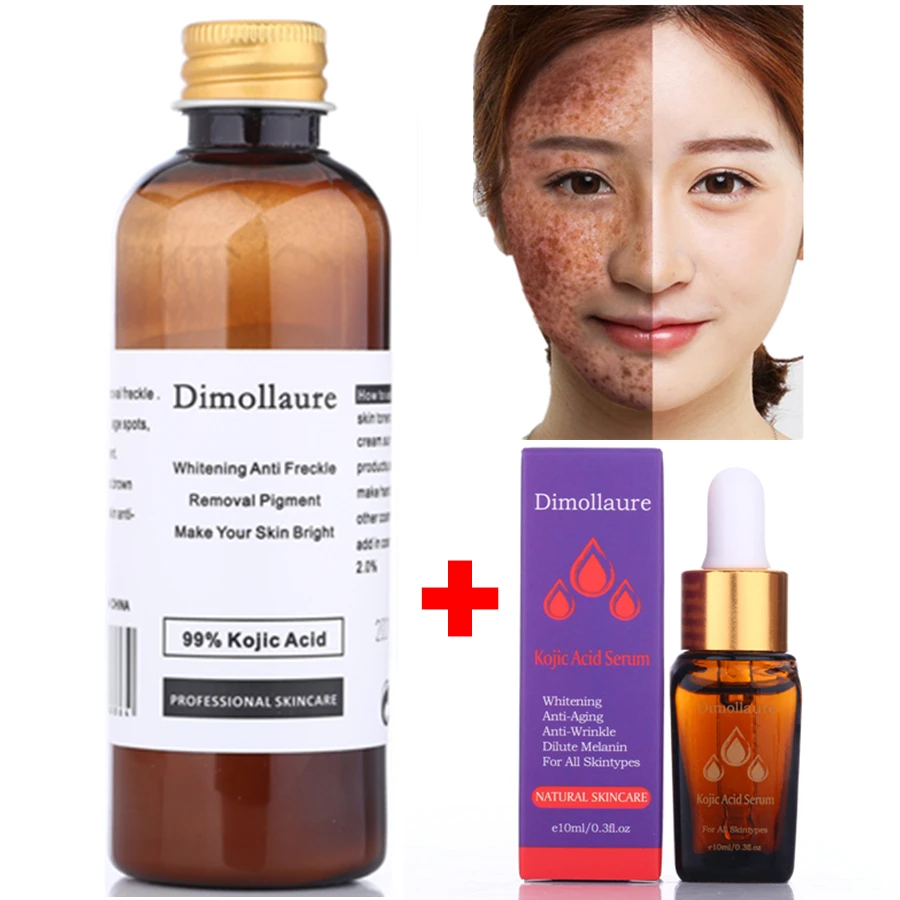 Dimollaure 30g pure Kojic Acid whitening cream+Kojic Acid serum Wrinkle removal Freckle melasma