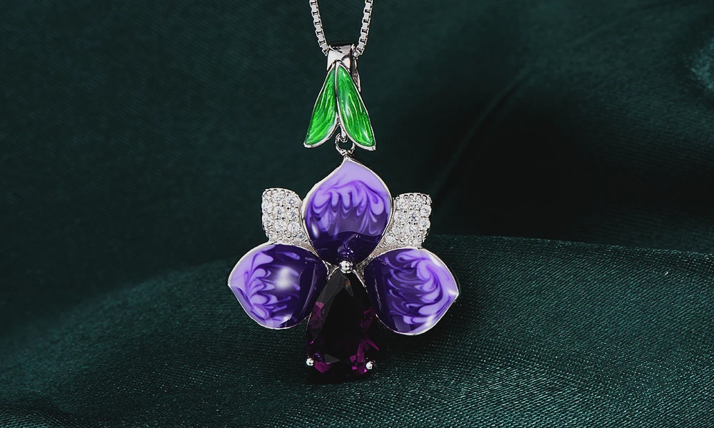 RainMarch Blue Flower Enamel Silver Pendants For Women Necklace 925 Sterling Silver Necklace Pendant Bohemian Wedding Jewelry (3)