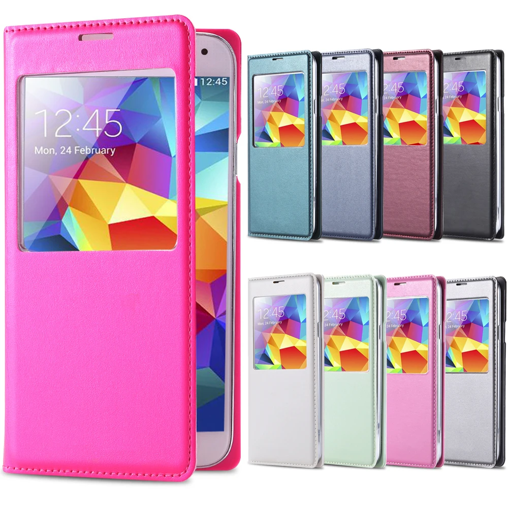 

YKSPACE Luxury Flip PU Leather Smart Case Cover for Samsung Galaxy S5 i9600 Phone Cases With Chip Insdie High Quality