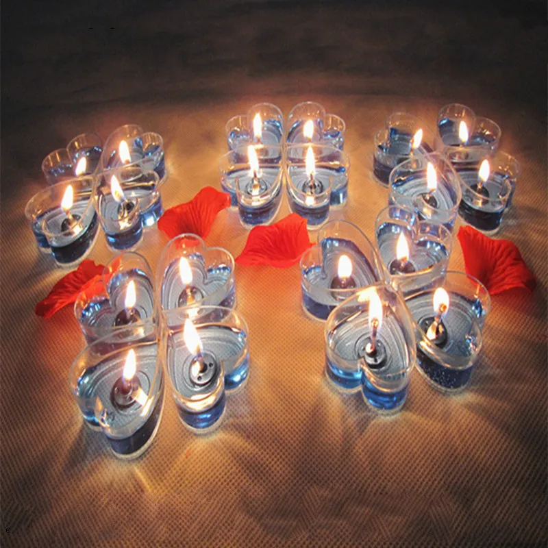

20 Pieces Heart Shape Gel Candle Birthday Party Wedding Supplies Candles Scented Valentine's Day Home Decor for Wedding Candles