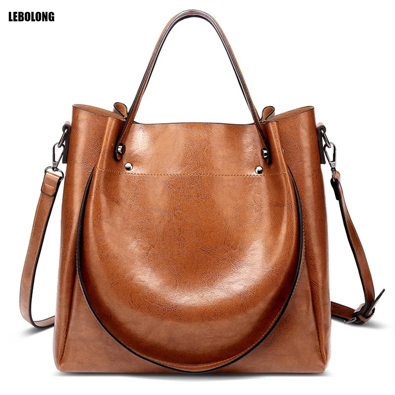 

New Casual Large Capacity Women Tote Shoulder Bag PU Leather Ladies Bucket Handbag Messenger Bag Soft Shopping Crossbody Bag