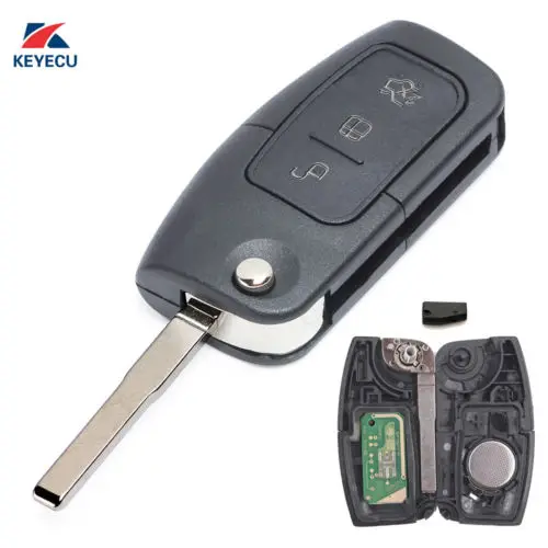 Keyecu KeylessEntry дистанционный флип-ключ, пригодный для Ford Focus 2 Mondeo C S Max Galaxy Fiesta Fob, автомобильный смарт-ключ без ключа для доступа 433 МГц