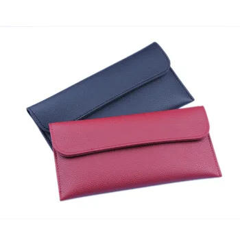 

2018 Women Wallet Fashion Solid Soft Pu Leather Female Purse Design Thin Long Card Holder Slim Bag Zipper Black Red Color