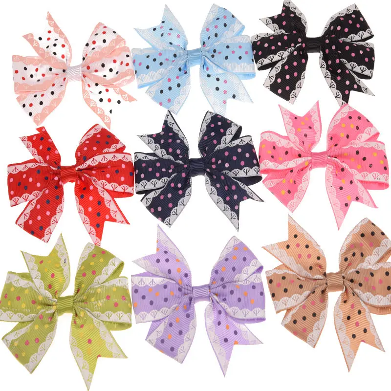 

50pcs Spot Dot Ribbon Bow forked tail Fancy Bows Chic Hair Accessory Boutique Barrette Fashion DIY Accessory No Hair Clip