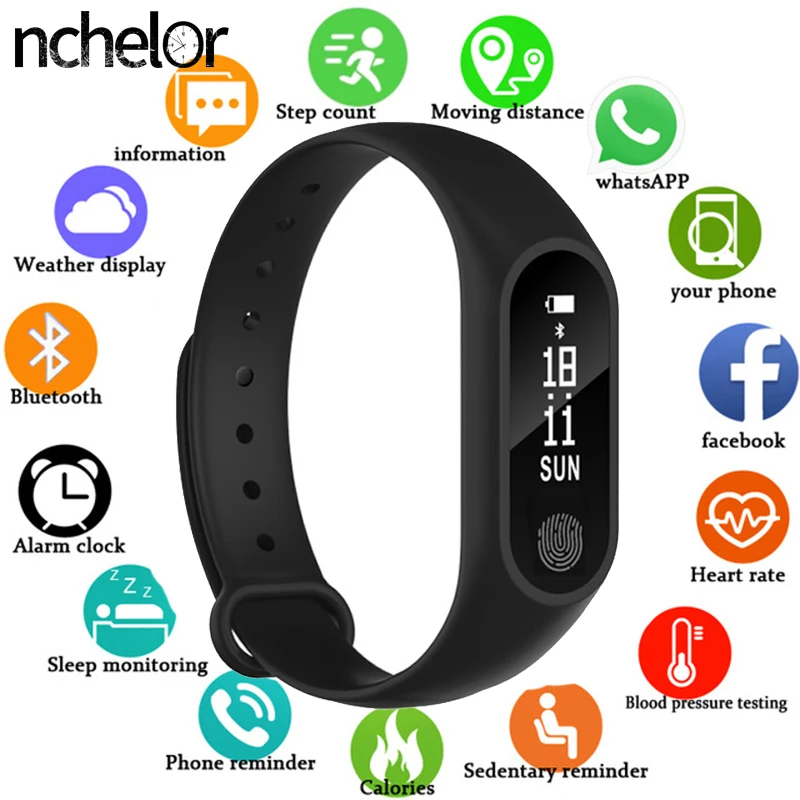 

Hot M2 Smart Band with Heart Rate Monitor Calorie Sleep Tracking Fitness Sport Watch M3 Bracelet IP67 Waterproof Bluetooth Watch