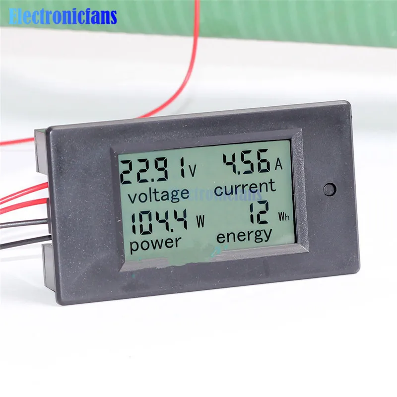 DC 6,5~ 100V переменного тока 0~ 20A 4 в 1 цифровой Напряжение ток Мощность счетчик энергии большой ЖК-дисплей Экран DC Вольтметр Амперметр