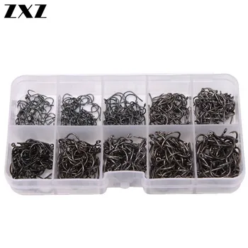 

500/600Pcs High Carbon Steel Gold/Black Barbed Carp Fishing Hook 10 Sizes 3#-12# Sharp Ultrapoint Fishing Hooks Set With Eye