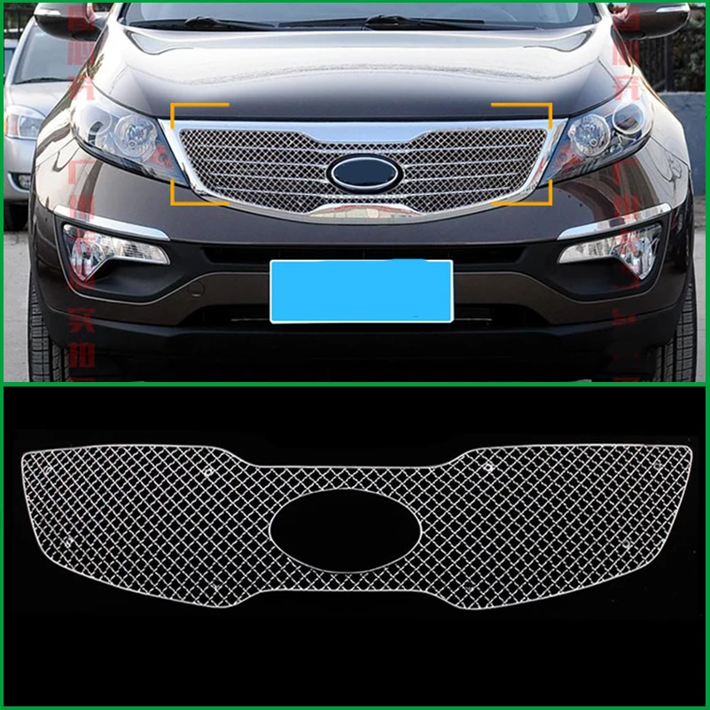 Для KIA Sportage 2011 2012 2013 2014 передний бампер из нержавеющей стали сотовая Центральная