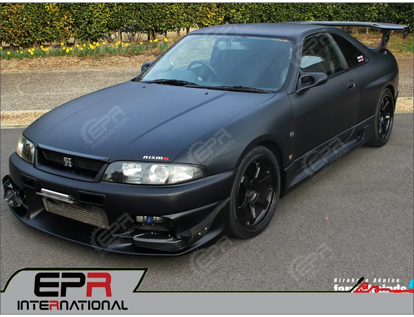 Для Nissan Skyline R33 GTR как Стиль углеродного волокна Решетка переднего бампера глянцевая отделка сплиттер добавить на волокно тюнинг Дрифт тела комплект