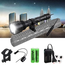 Светодиодный тактический пистолет страйкбол фонарик XML-T6 фонарь для стрельбы Lanterna Rail 20 мм винтовка прицел крепление оружие Свет+ 18650 батарея+ зарядное устройство