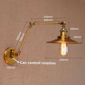 

Rustic Brass Loft Style Industrial Wall Lamp Vintage Adjustable Long Swing Arm Light Fixtures Wall Sconces Lighting