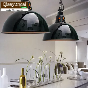 

Qiseyuncai European retro black enamel chain crane E27 chandelier creative iron LED lighting free shipping