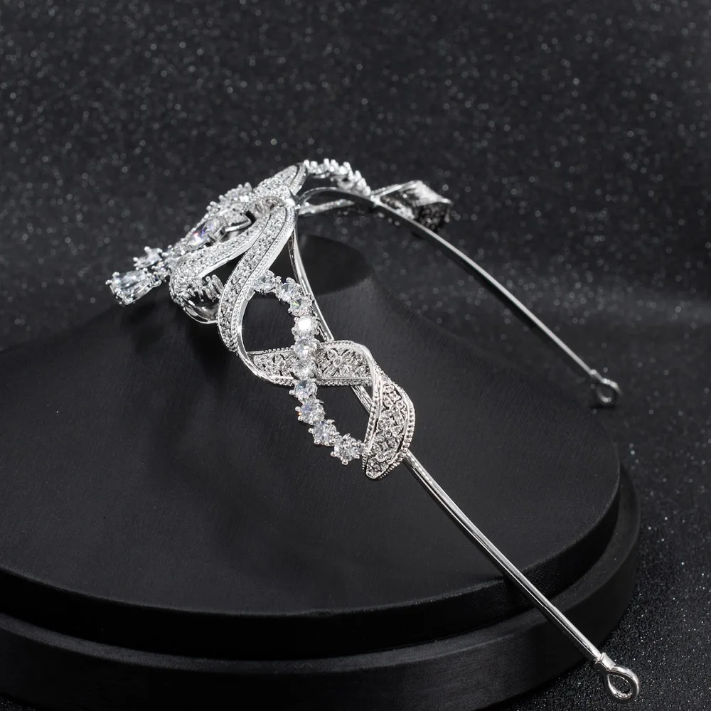 Новые кристаллы CZ кубический цирконий Свадебные лук диадема Тиары Корона Для женщин для выпускного на волосы Jewelry аксессуары CH10261