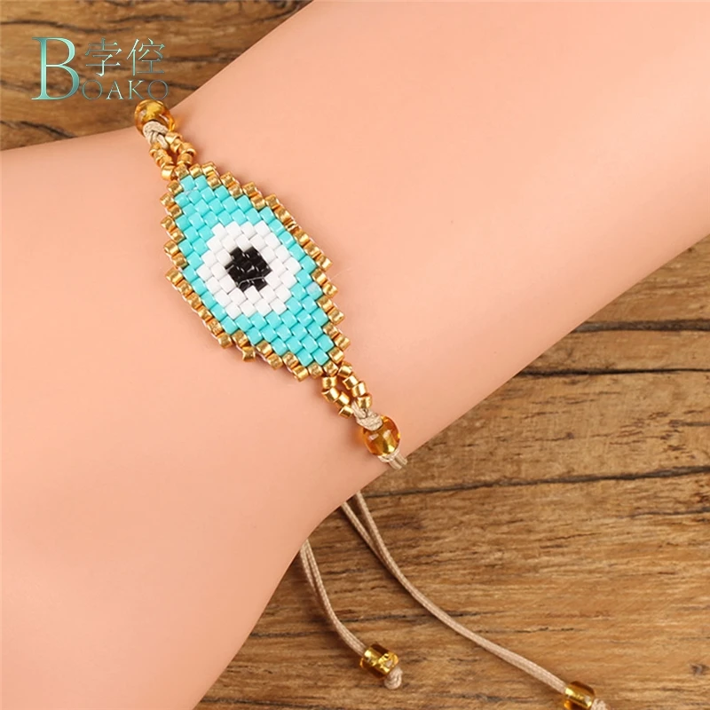 

BOAKO Bracelets For Women Lucky Evil Eye Bracelet Summer Jewelry Miyuki Beaded Bileklik Pulseras Mujer Boho 2019 B40
