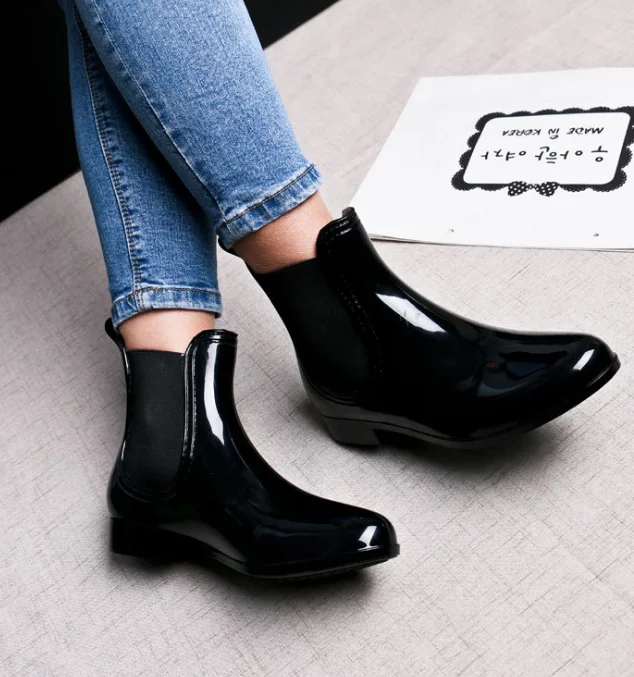 Negro Huanqiu Elástica Lluvia Tobillo Impermeables Zll216 Negro multiple Zapatos marrón Wellies Agua Banda 2018 De Antideslizante Botas Mujeres ZBxqnRFrZw