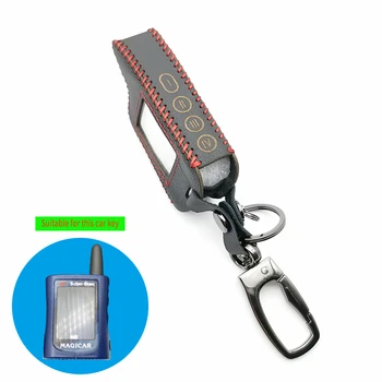 

2019 Praise Russian Version MA Genuine Leather Keychain Case for Scher Khan magicar UM B LCD Two Way Remote Car Alarm System