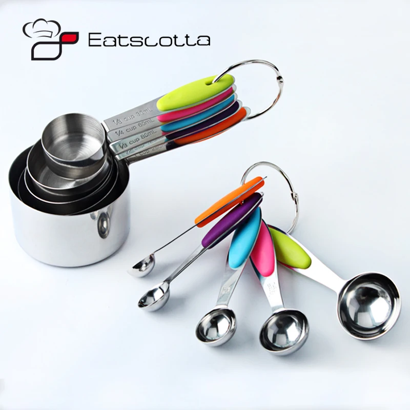 10 pieces professional grade spoons and stainless steel measuring cups