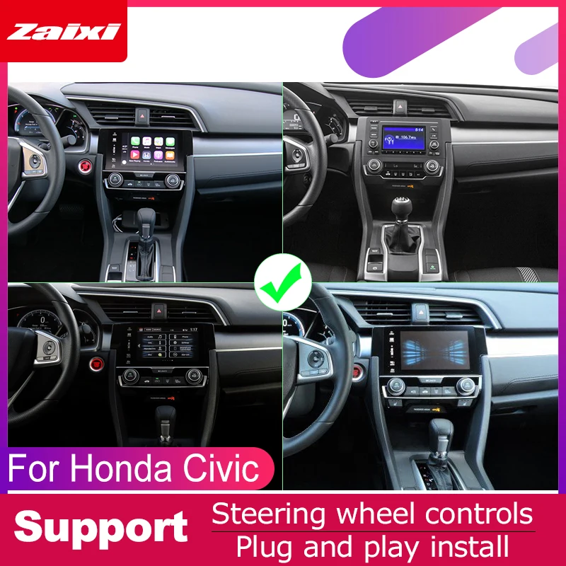 Sale ZaiXi For Honda Civic 2016~2019 Car Android Multimedia System 2 DIN Auto Player GPS Navi Navigation Radio Audio WiFi 5