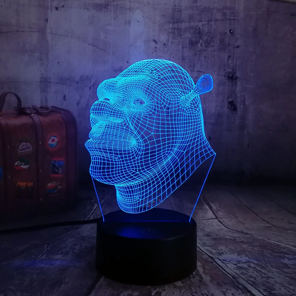 Nuevo 2019 Shrek lámpara LED 3D Visual Led noche luces niños táctil USB Mesa Lampara como además los siguientes modelos bebé dormir de luz de la noche