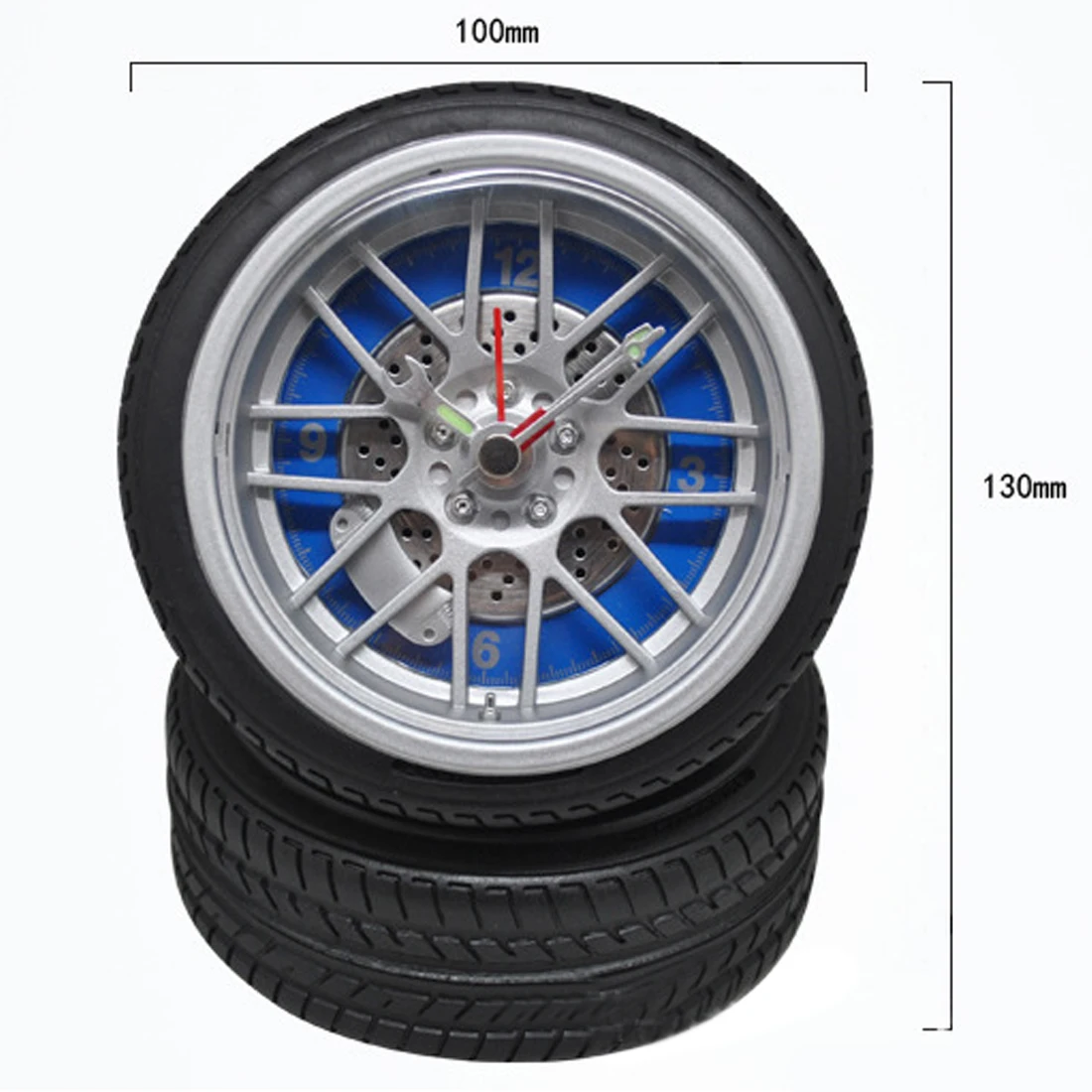 Горячая немой личности современный будильник настольные часы имитация форма шины мини-часы для домашнего декора-синий
