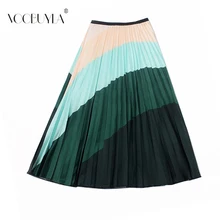 Voobuyla/весенне-летние женские юбки с рисунком, миди плиссированная юбка с цветочным принтом, высокая эластичность Jupe Femme, зеленые юбки, большие размеры