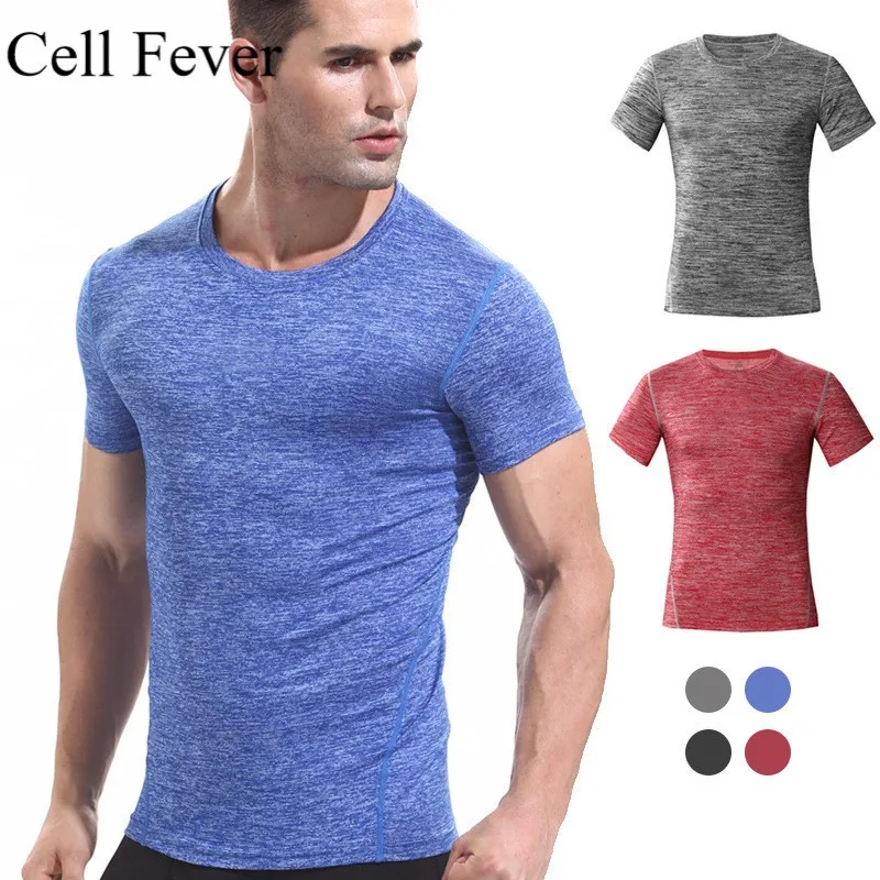 

Mens Sport Shirts Summer Training Gym Fitness Compression Shirts Quick Dry Tights T-shirt Short Sleeve Running Sports Tees Shirt