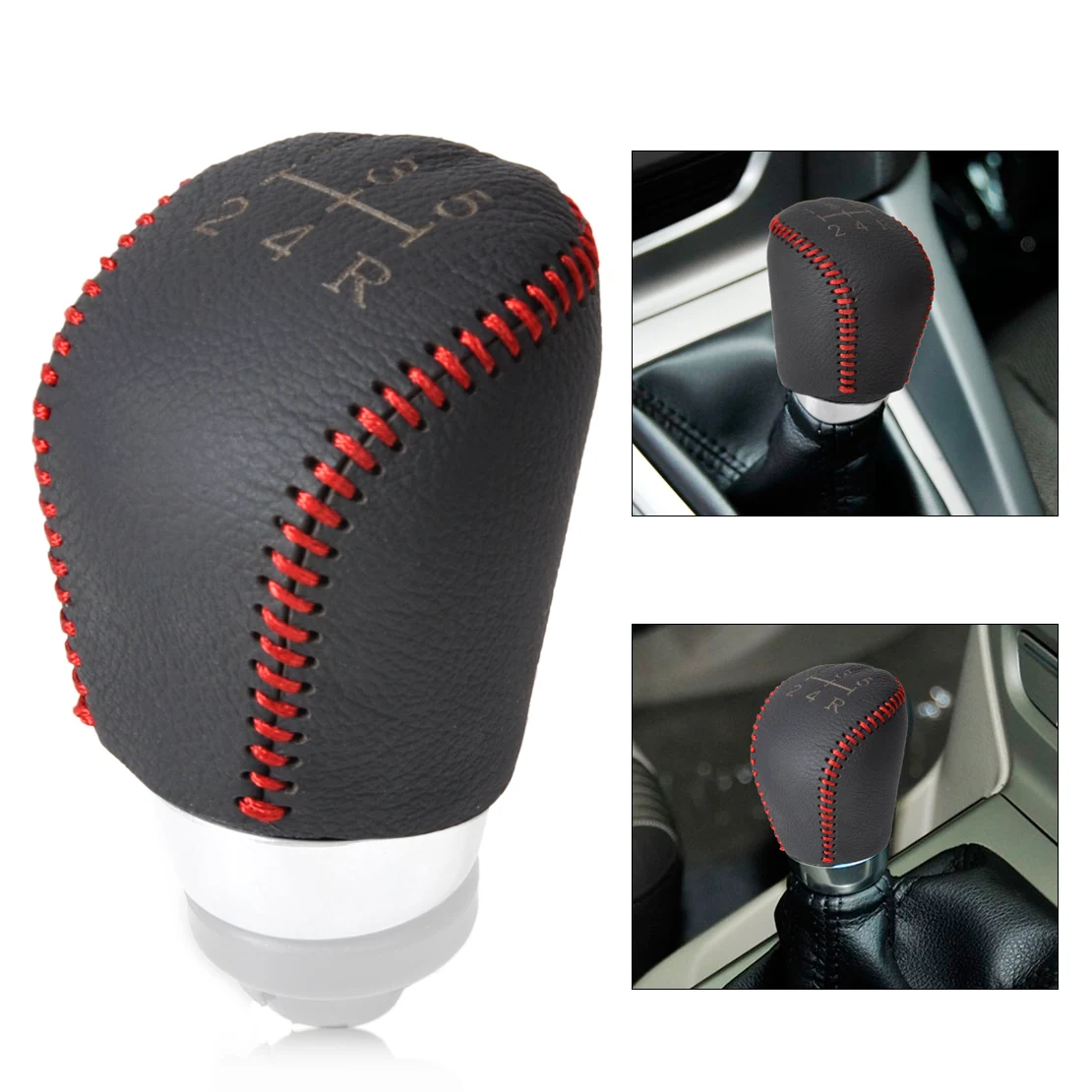 

CITALL Car Leather 5-Speed Gear Shift Knob Cover For Ford Focus MK II III 2004-2007 2008 2009 2010 2011 2012 2013 2014 2015