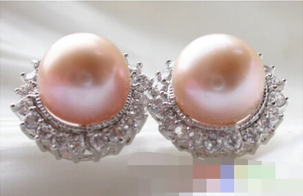 

HOT SELL - > 00370 ROUND pink PEARL Mosaic Lotus EARRING -Top quality free shipping