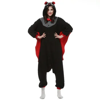 

Christmas Halloween Birthday Gift Bat Fleece Onesie Homewear Hoodie Pajamas Sleepwear Robe For Adults