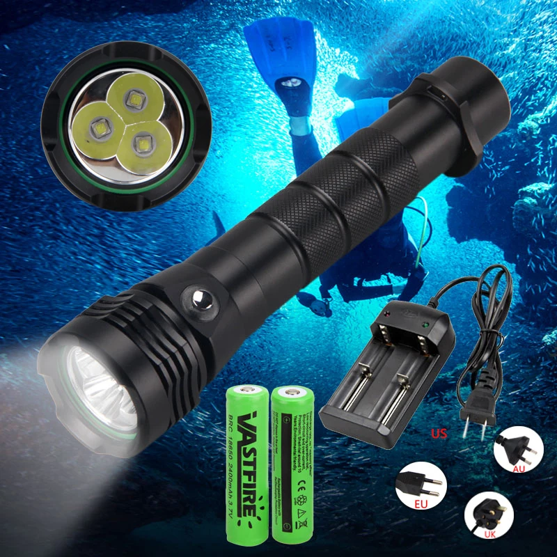 

Ultra Bright 3-Mode L2 LED Scuba Diving Flashlight Underwater 80M Torch Diver Light Portable linterna Camping, Outdoor light