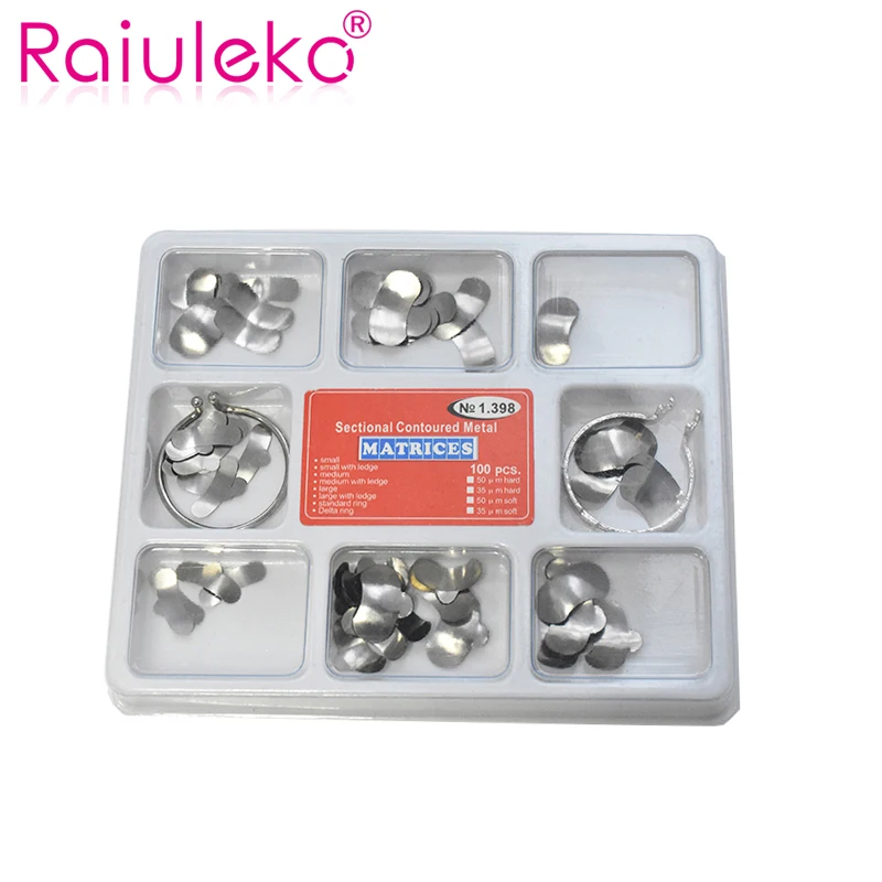 

100Pcs Dental Instrument Dental Matrix Veneers Perfect Smile Veneers Sectional Contoured Metal Matrices Tooth Care